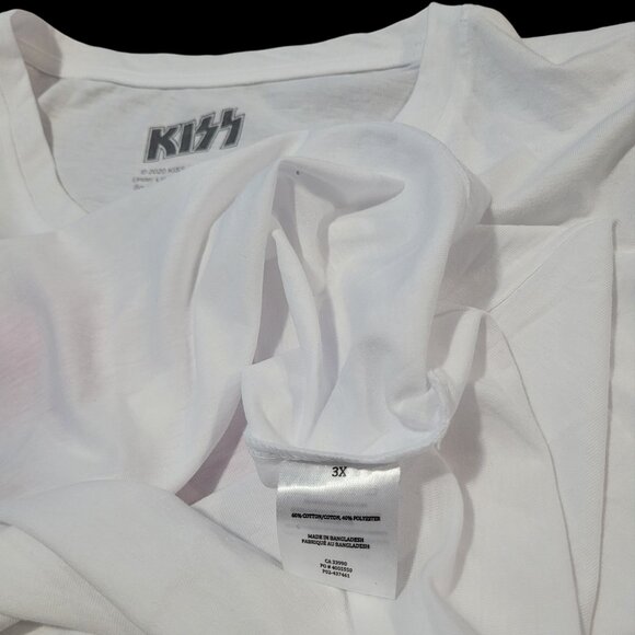 Kiss Band Let Me Go Rock 'N' Roll White Graphic T-Shirt - Picture 4 of 5